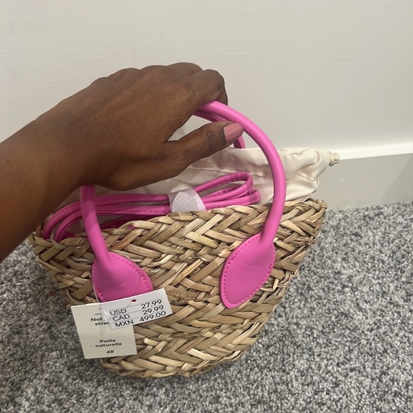 Brand new HM natural star crossbody bag with pink straps and top handle - Picture 6 of 6